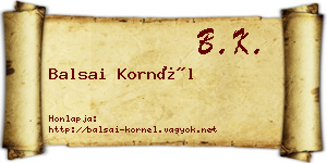 Balsai Kornél névjegykártya